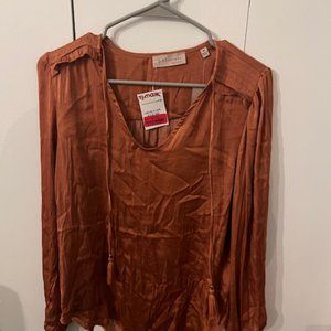 Orange Silk-Like Top
